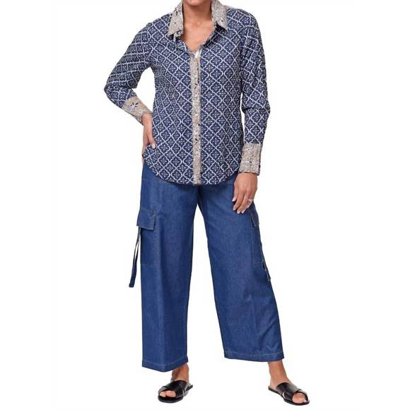Tulip Gretchen Womens Button Down Shirt in Gingko